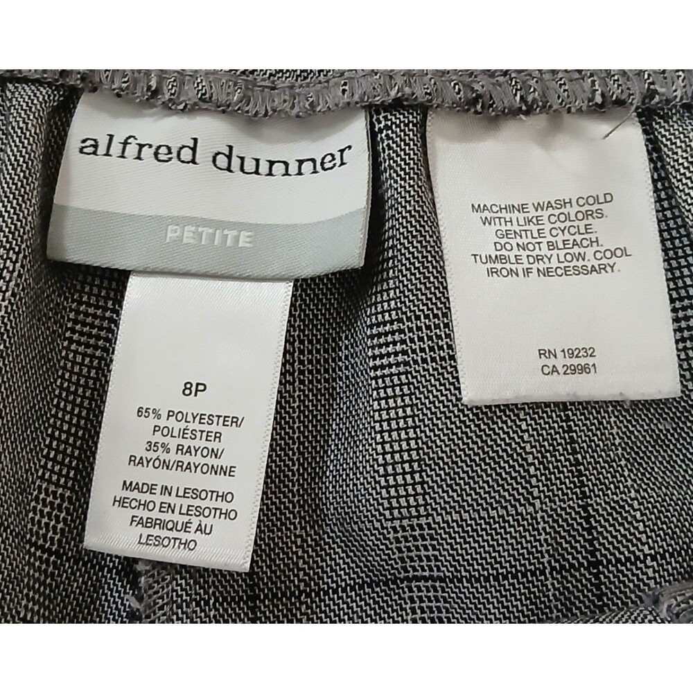 Gray Plaid Pull-On Pants Women’s Petite 8P Alfred Dunner Stretch Waist - Picture 6 of 6